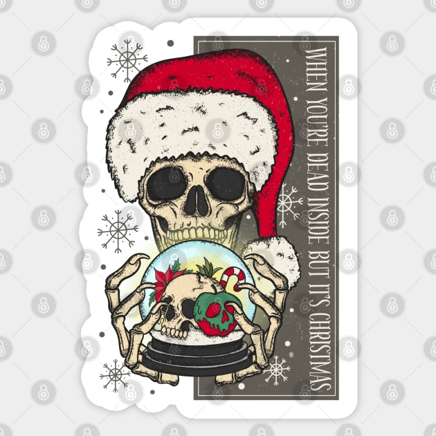 "Dead Inside But It's Christmas" Funny Skull Sticker by FlawlessSeams